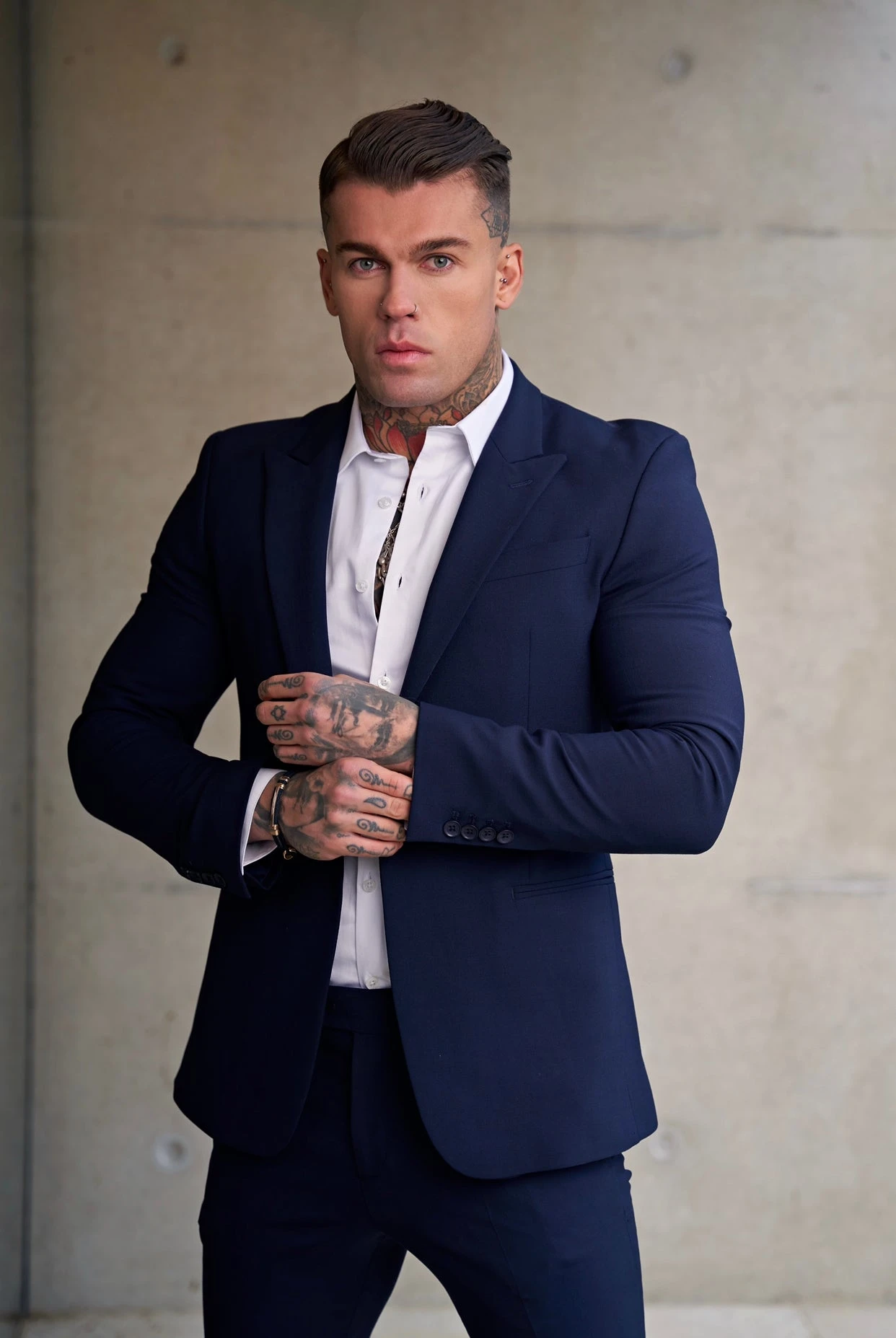 Father Sons Slim Formal Suit Jacket Plain Navy - FSJKT009 - Image 2