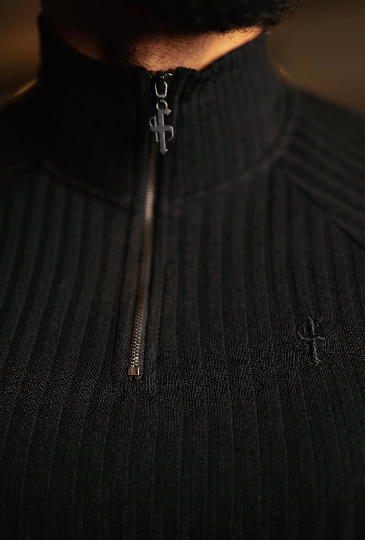 Father Sons Classic Black Ribbed Zip Funnel Neck Raglan Short Sleeve Crew - FSH729 - Image 12