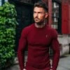 Father Sons Burgundy Knitted Honeycomb Raglan Crew Super Slim Jumper With Metal Decal - FSN065