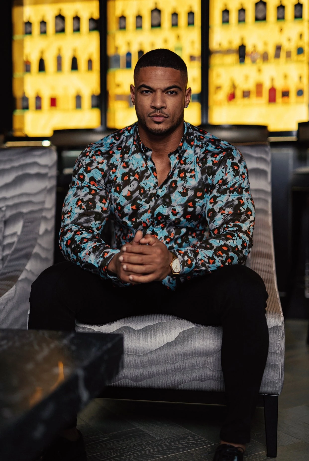 Father Sons Super Slim Stretch Multi Colour Abstract Leopard Print Long Sleeve With Button Down Collar - FS796 - Image 2