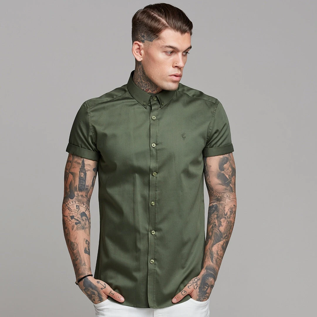 Father Sons Classic Button Down Khaki Luxe Egyptian Cotton Short Sleeve - FS502 (LAST CHANCE) - Image 4