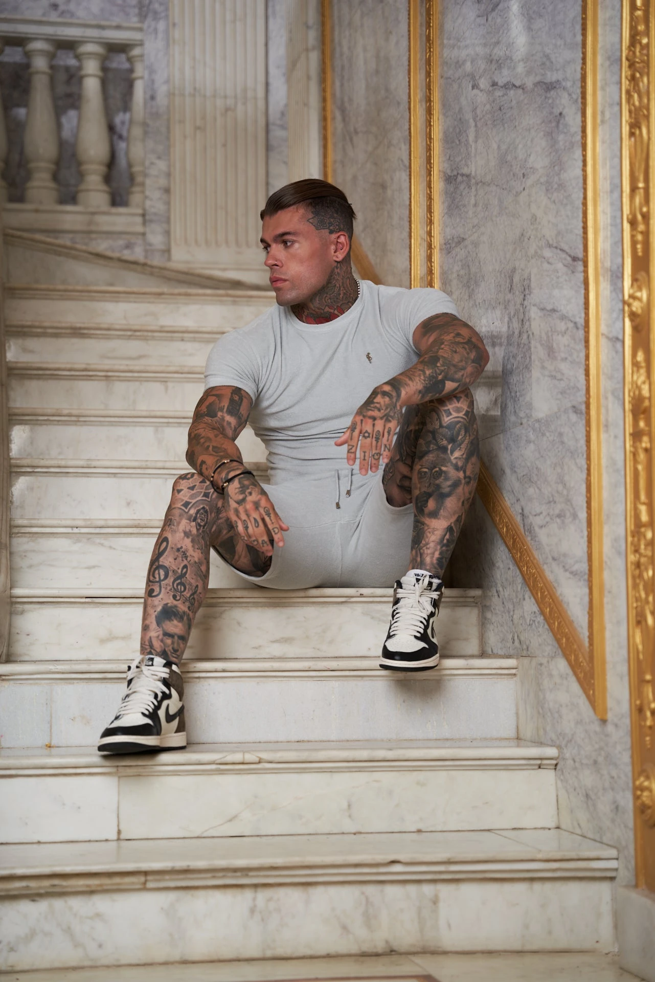 Father Sons Light Grey Towelling Shorts - FSTS659 - Image 4