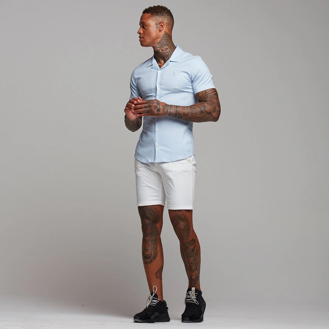 Father Sons Super Slim Stretch Revere Light Blue Oxford Short Sleeve - FS439 - Image 2
