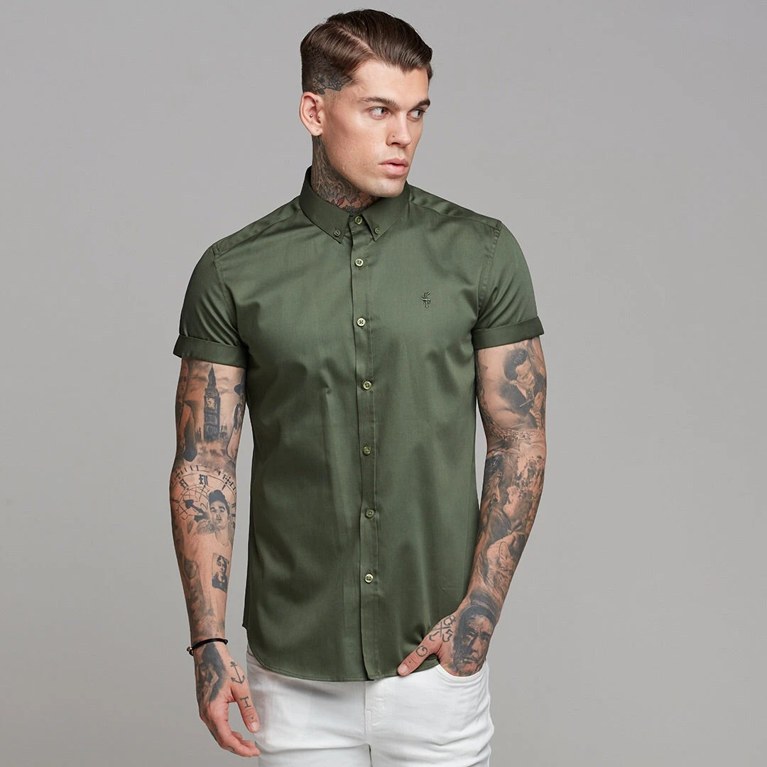 Father Sons Classic Button Down Khaki Luxe Egyptian Cotton Short Sleeve - FS502 (LAST CHANCE) - Image 8