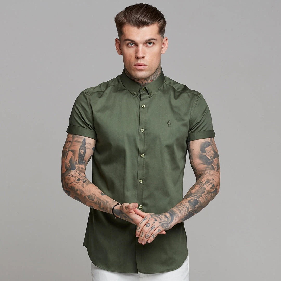Father Sons Classic Button Down Khaki Luxe Egyptian Cotton Short Sleeve - FS502 (LAST CHANCE) - Image 3