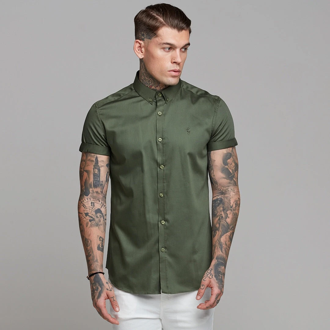 Father Sons Classic Button Down Khaki Luxe Egyptian Cotton Short Sleeve - FS502 (LAST CHANCE) - Image 5