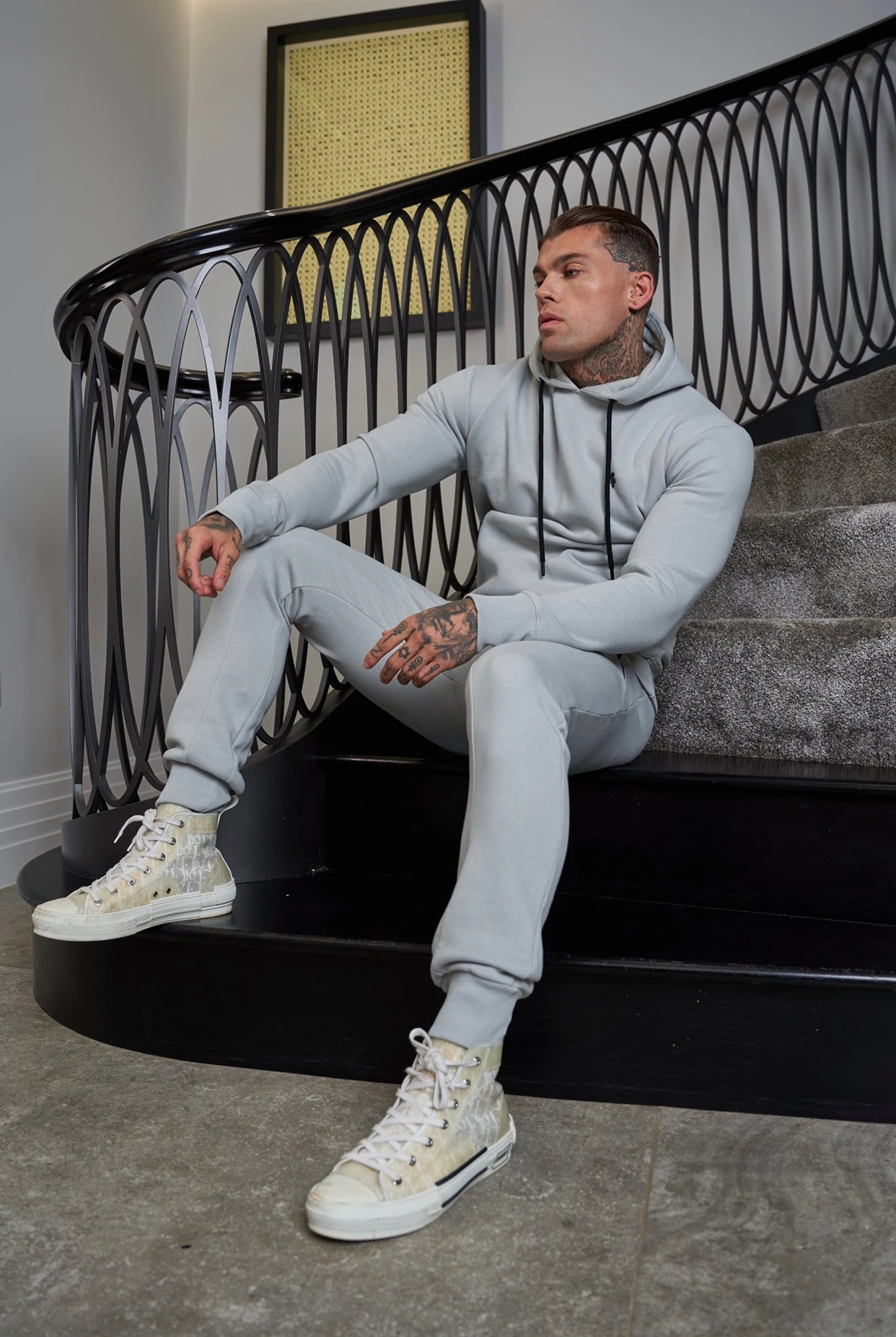 Father Sons Stone Grey / Black Raglan Bottoms With Zipped Pockets - FSH718