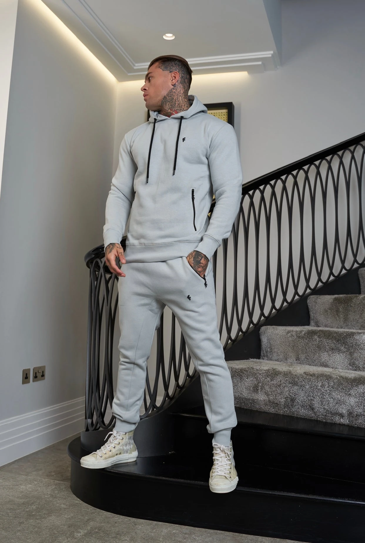 Father Sons Stone Grey / Black Raglan Bottoms With Zipped Pockets - FSH718 - Image 6