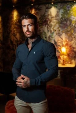 Father Sons Super Slim Stretch Classic Navy Long Sleeve With Button Down Collar - FS817