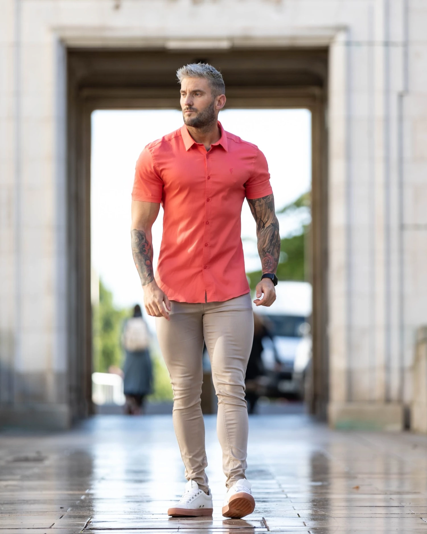 Father Sons Super Slim Luxe Ultra Stretch Classic Coral Short Sleeve - FS671 - Image 4