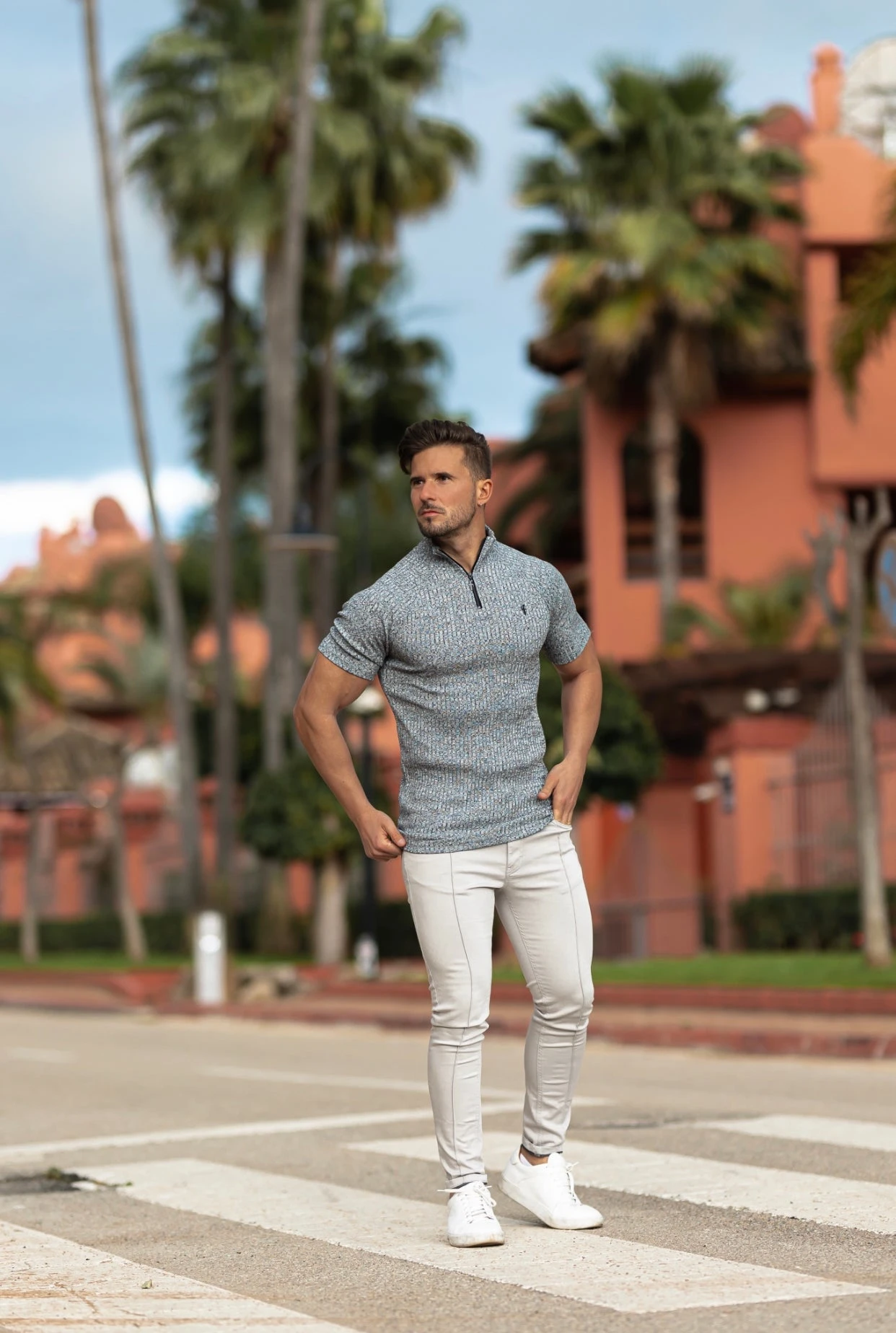 Father Sons Classic Grey Ribbed Zip Funnel Neck Raglan Short Sleeve Crew - FSH730 - Image 14