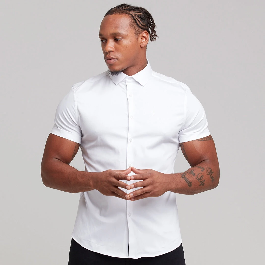 Father Sons Slim Sateen Classic White With White Embroidery - FS395 - Image 7