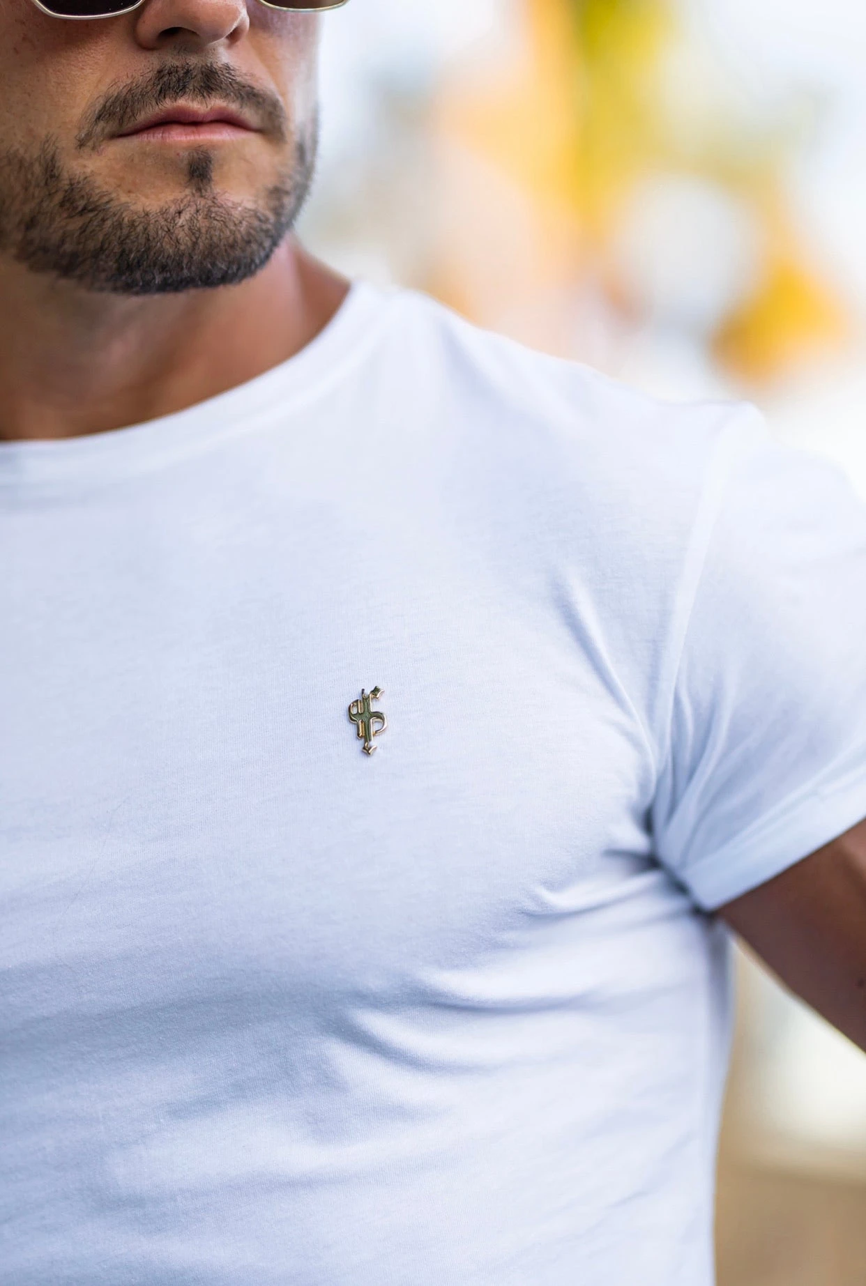 Father Sons Classic White Crew With Gold Metal Emblem Decal FSH454