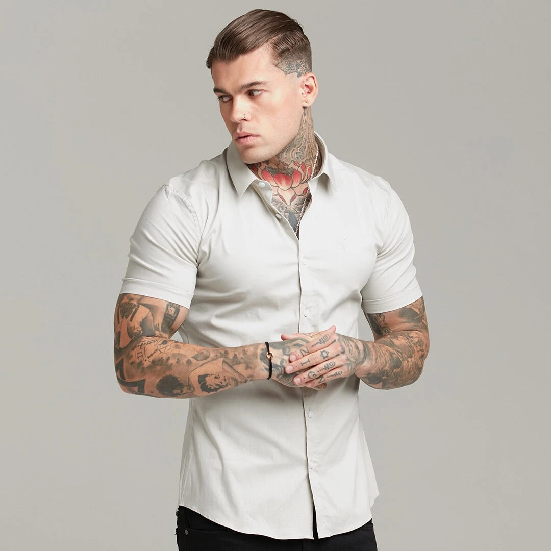 Father Sons Super Slim Stretch Classic Light Beige Short Sleeve - FS559 - Image 2