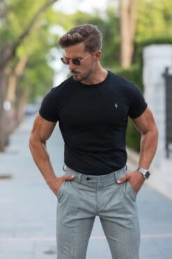 Father Sons Slim Formal Black / Ecru Prince Of Wales Check Stretch Trousers - FSTR012