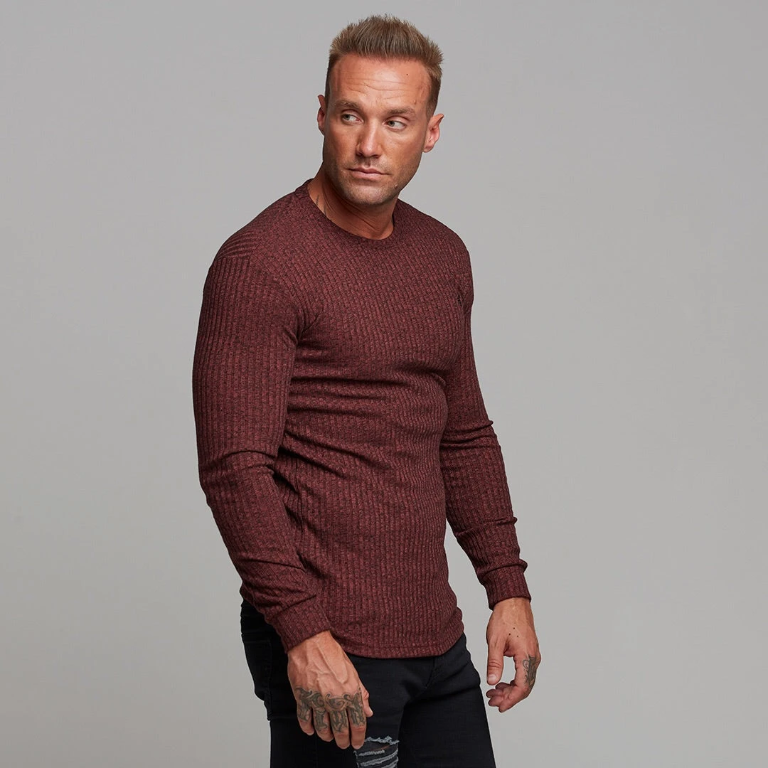 Father Sons Classic Burgundy Ribbed Knit Super Slim Crew - FSH113 - Image 8