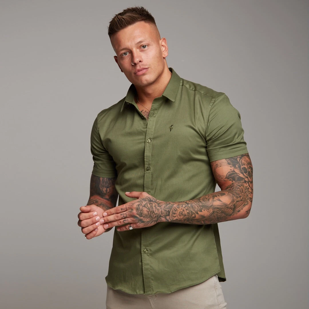Father Sons Super Slim Luxe Ultra Stretch Classic Khaki Short Sleeve - FS338 - Image 12