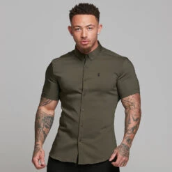 Father Sons Super Slim Ultra Stretch Classic Olive Short Sleeve - FS483