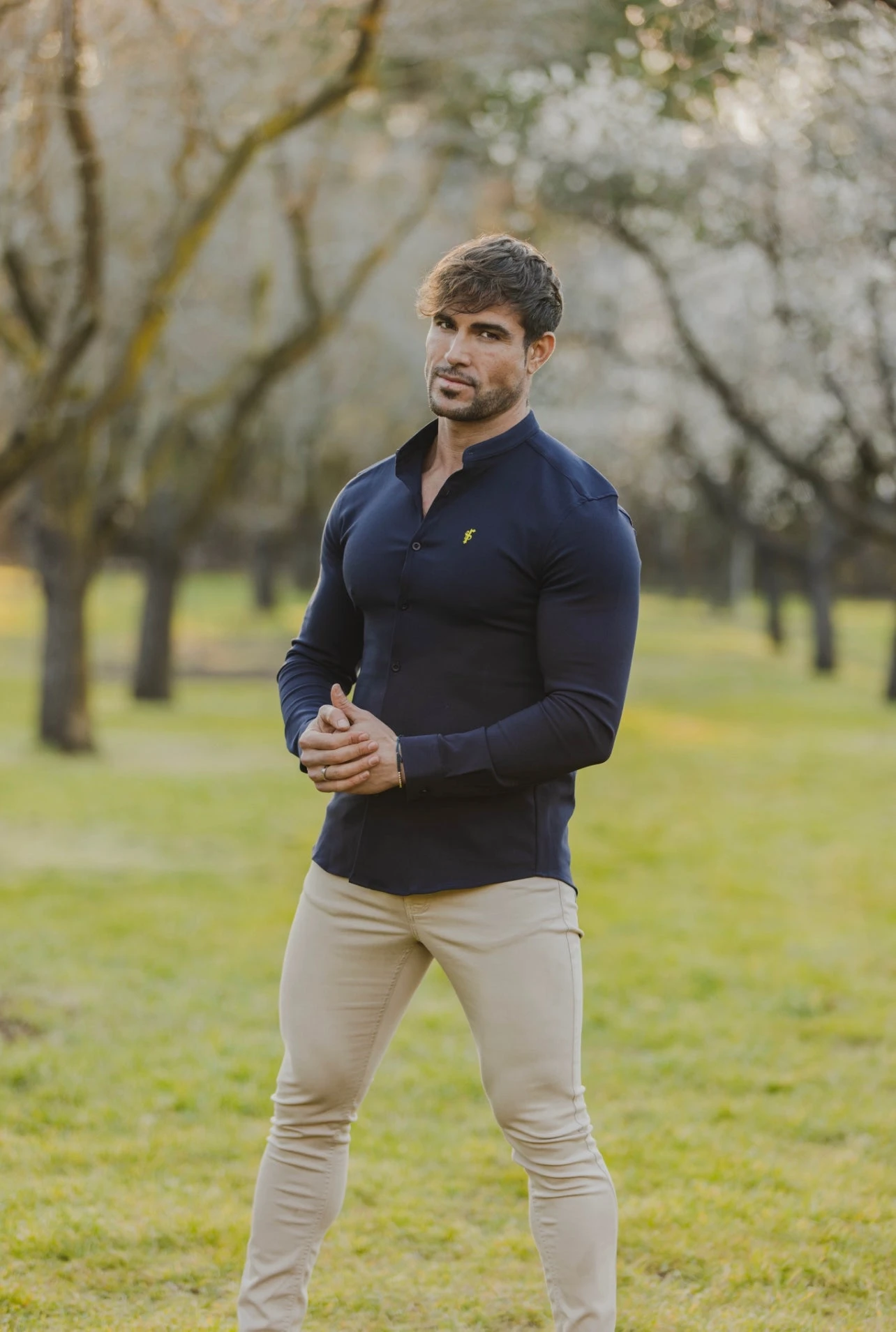 Father Sons Super Slim Scuba Navy Long Sleeve Stretch With Grandad Collar - FS934 - Image 5