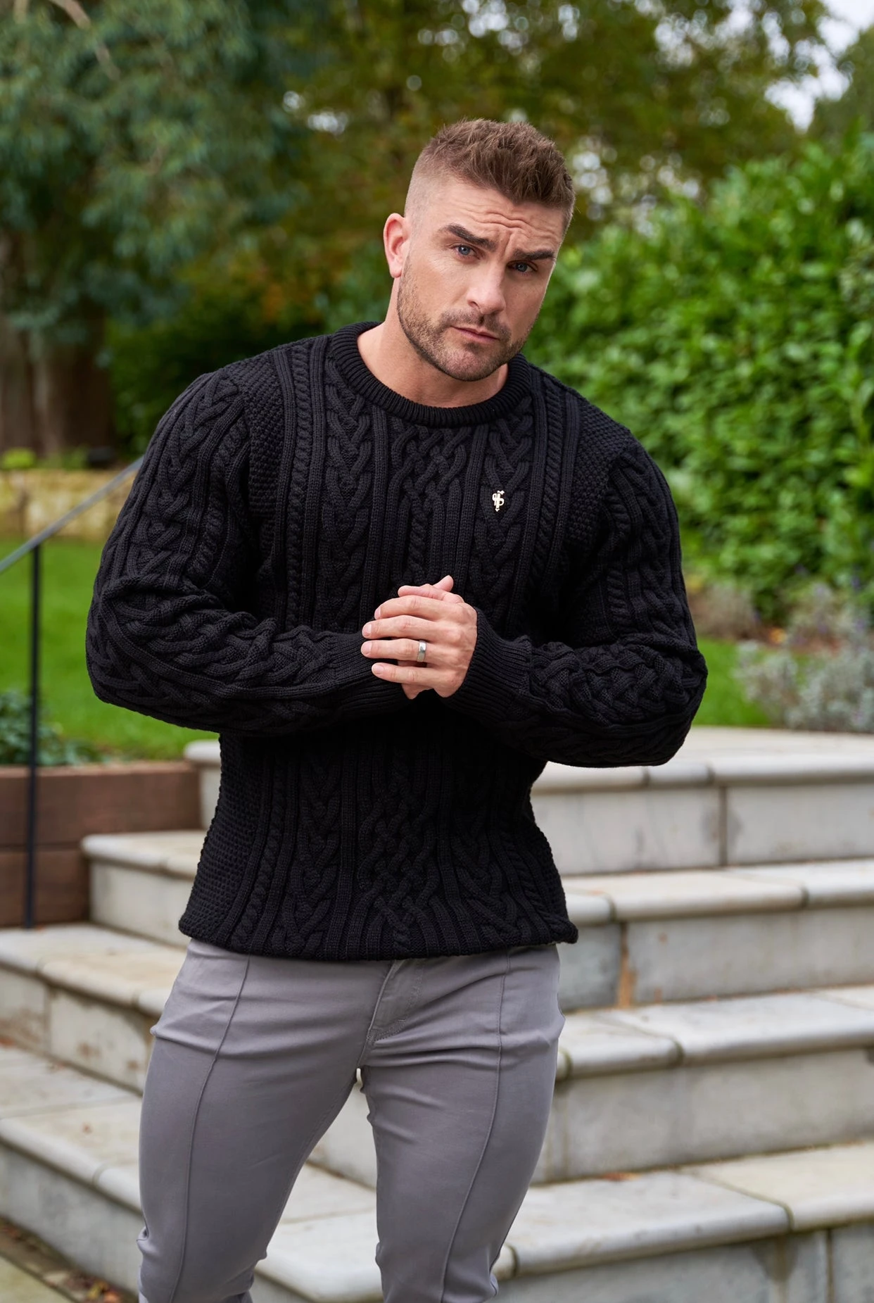 Father Sons Slim Stretch Slate Grey Sateen Pintuck Trousers - FSH716 - Image 3