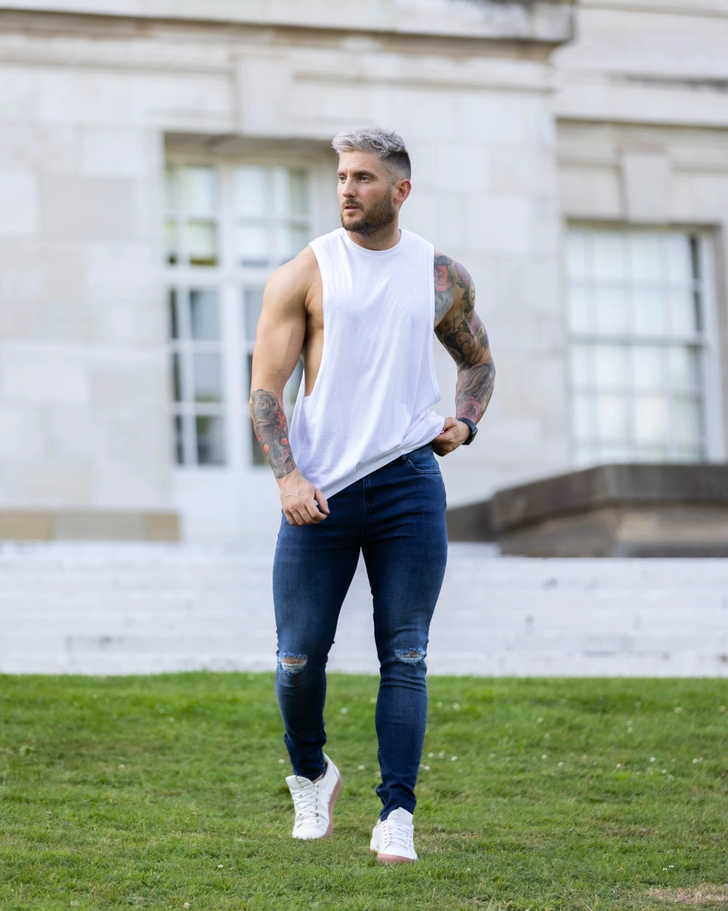 Father Sons Ultra Stretch Navy Slim Jeans With Knee Rips - FSJEAN004 - Image 9