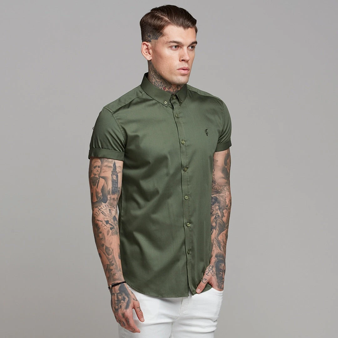 Father Sons Classic Button Down Khaki Luxe Egyptian Cotton Short Sleeve - FS502 (LAST CHANCE) - Image 2
