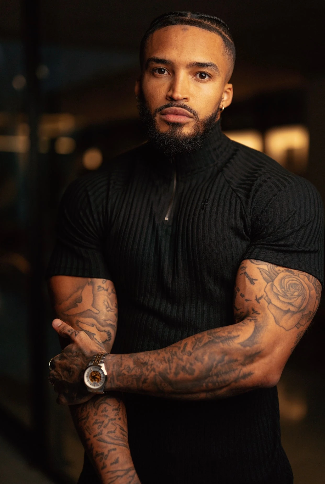 Father Sons Classic Black Ribbed Zip Funnel Neck Raglan Short Sleeve Crew - FSH729 - Image 14