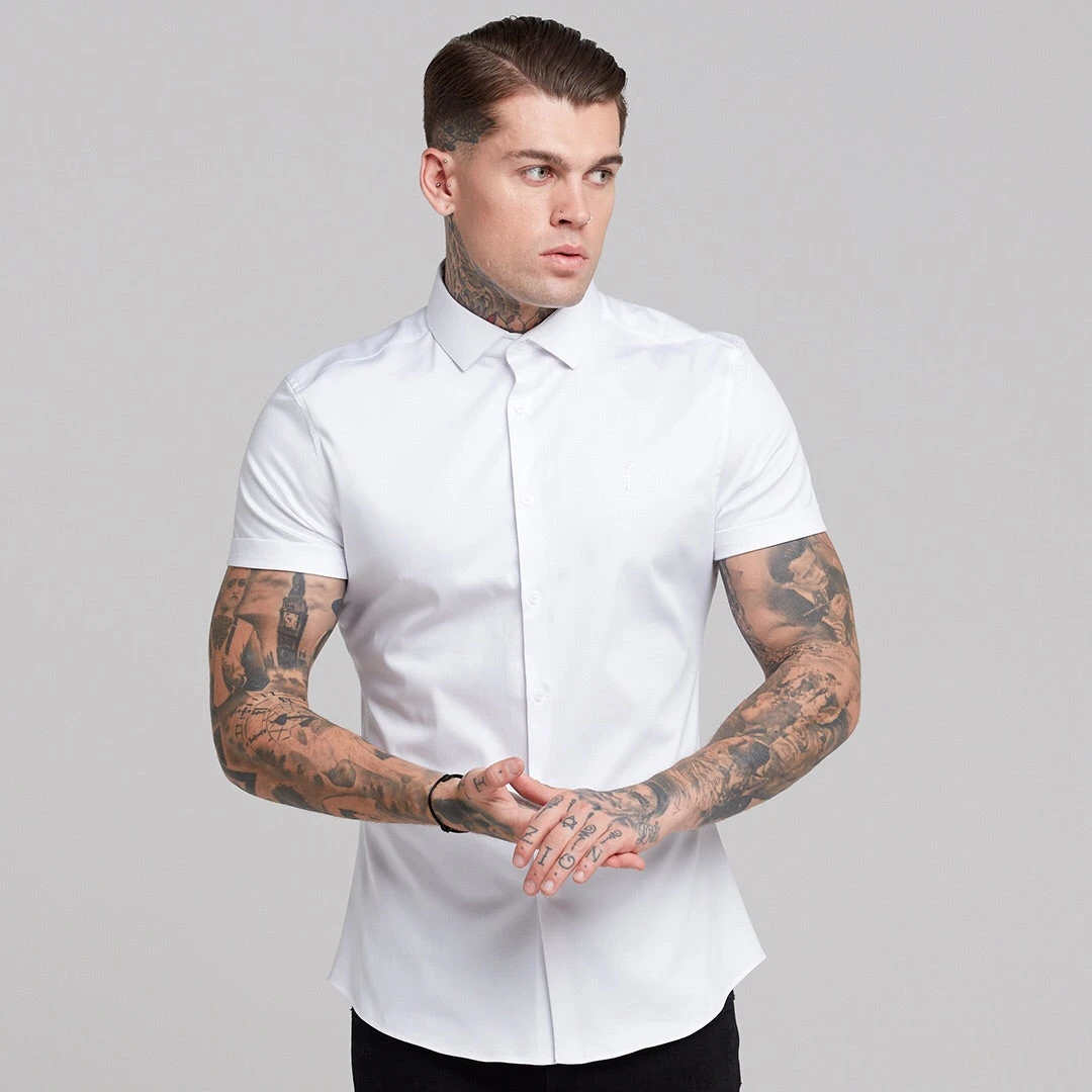 Father Sons Slim Sateen Classic White With White Embroidery - FS395 - Image 12