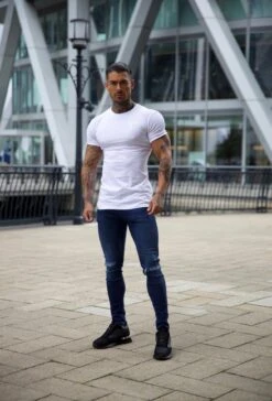 Father Sons Ultra Stretch Navy Slim Jeans With Knee Rips - FSJEAN004