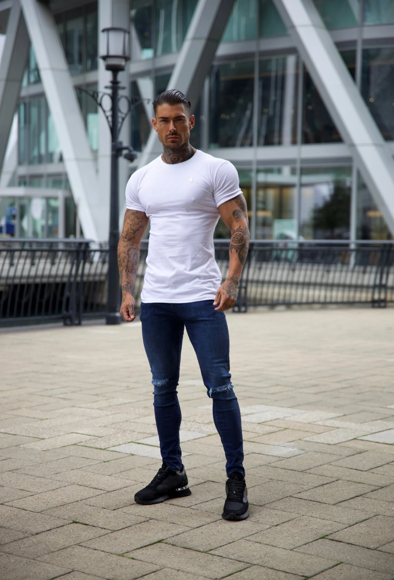 Father Sons Ultra Stretch Navy Slim Jeans With Knee Rips - FSJEAN004