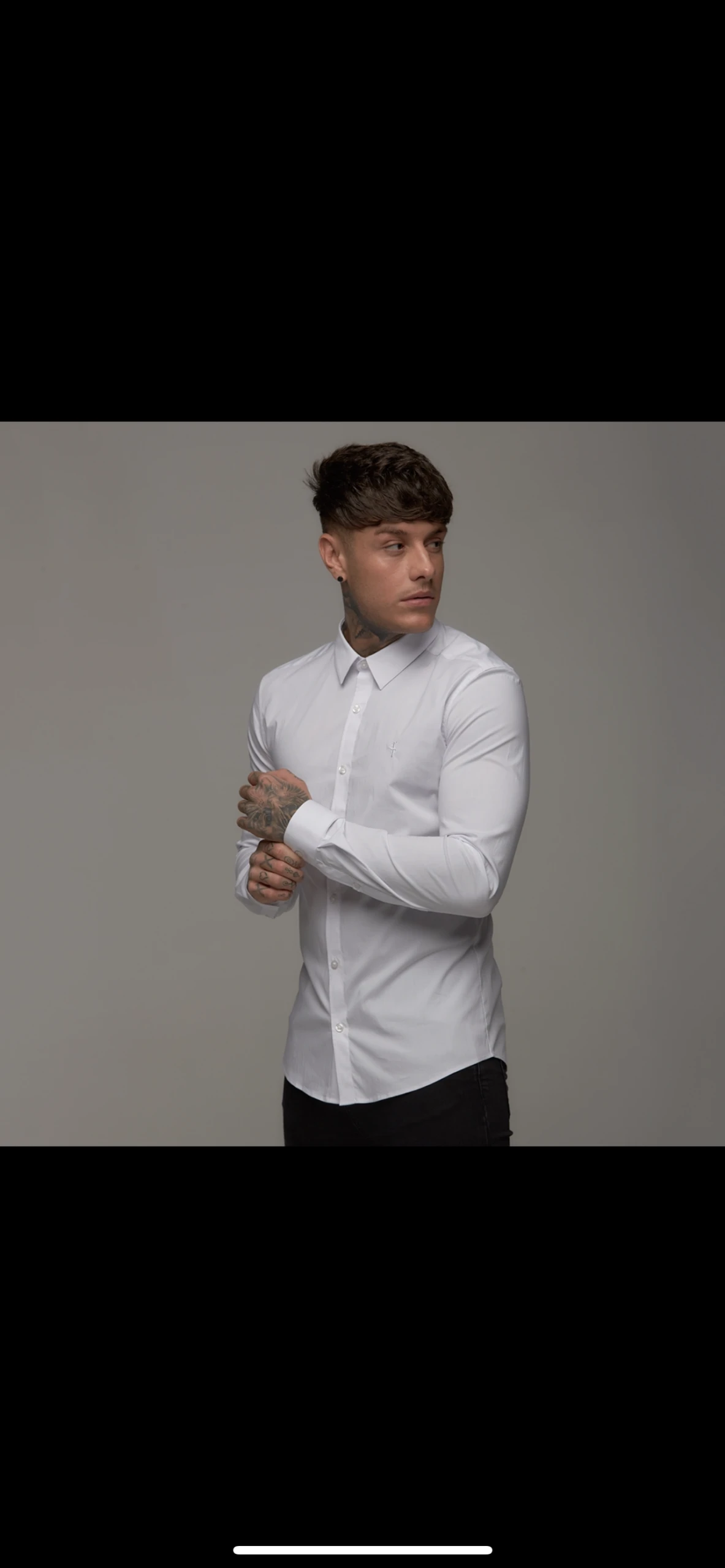 Father Sons Super Slim Stretch White Tonal Buttons And Embroidery Long Sleeve - FS890 - Image 5