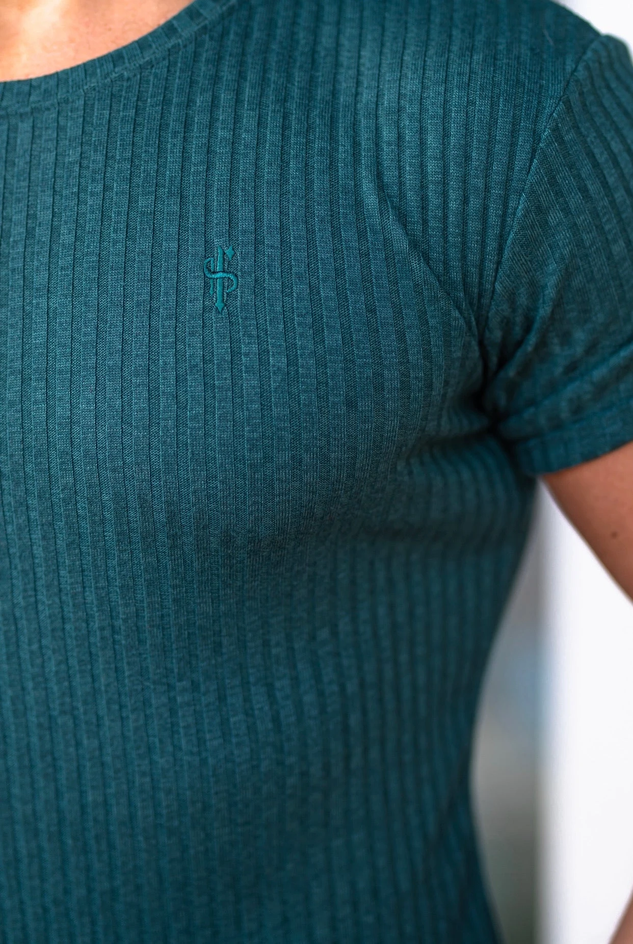 Father Sons Classic Forest Green Ribbed Knit Super Slim Short Sleeve Crew - FSH612 - Image 7