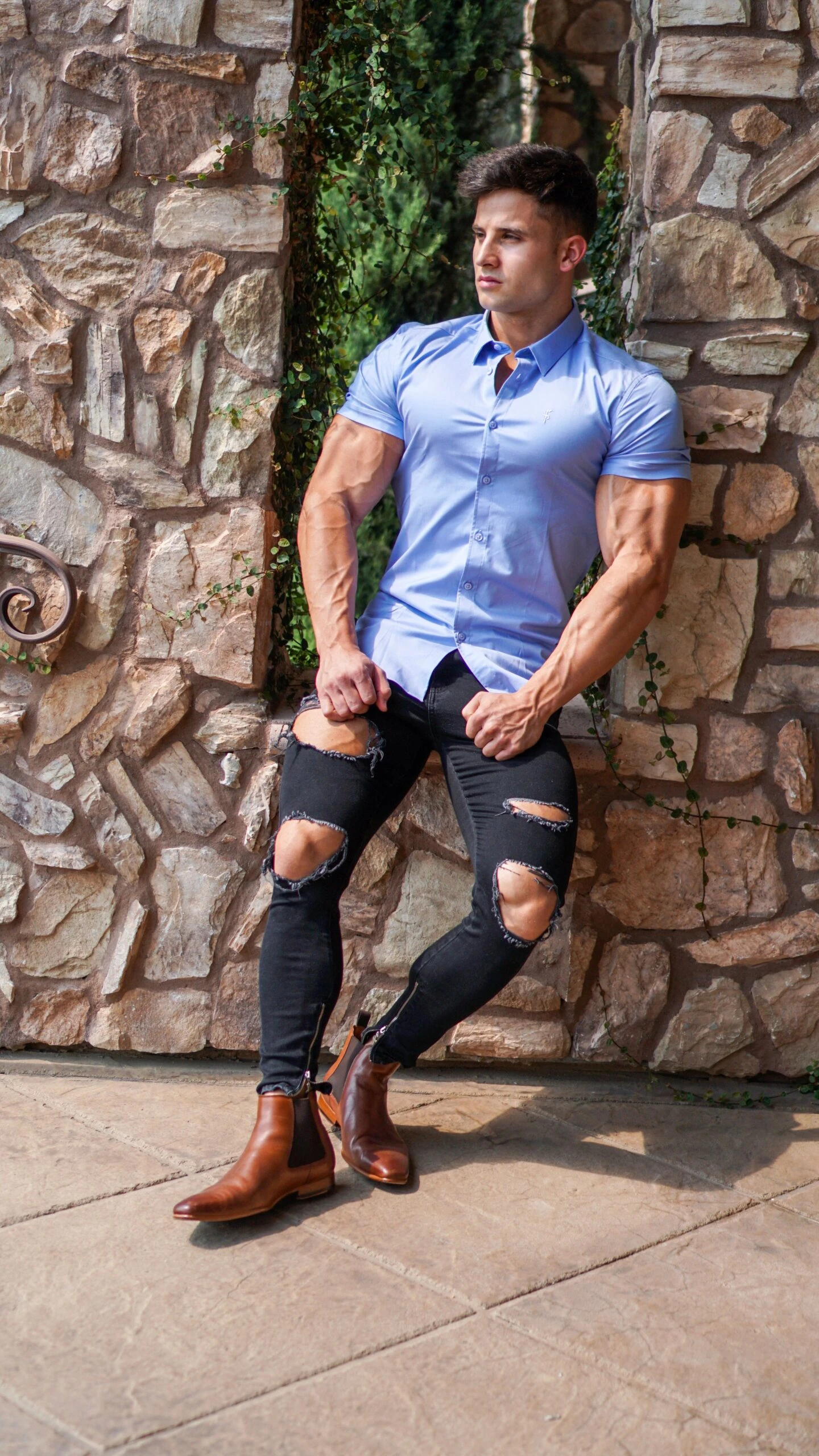 Father Sons Zipped Ankle Distressed Ripped Slim Stretch Black Jeans - FSH234 - Image 10