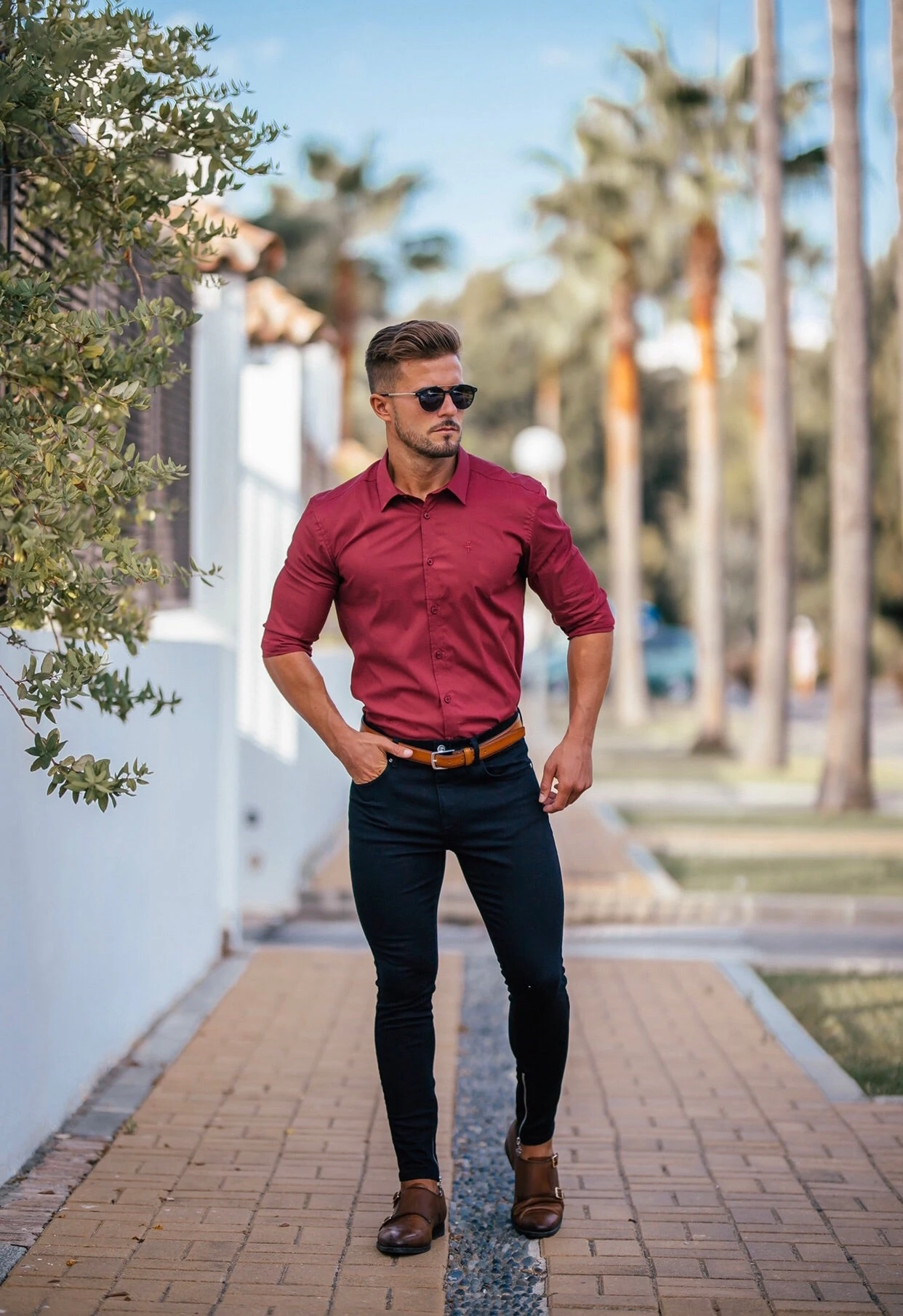 Father Sons Super Slim Stretch Classic Oxblood Red - FS141 - Image 2