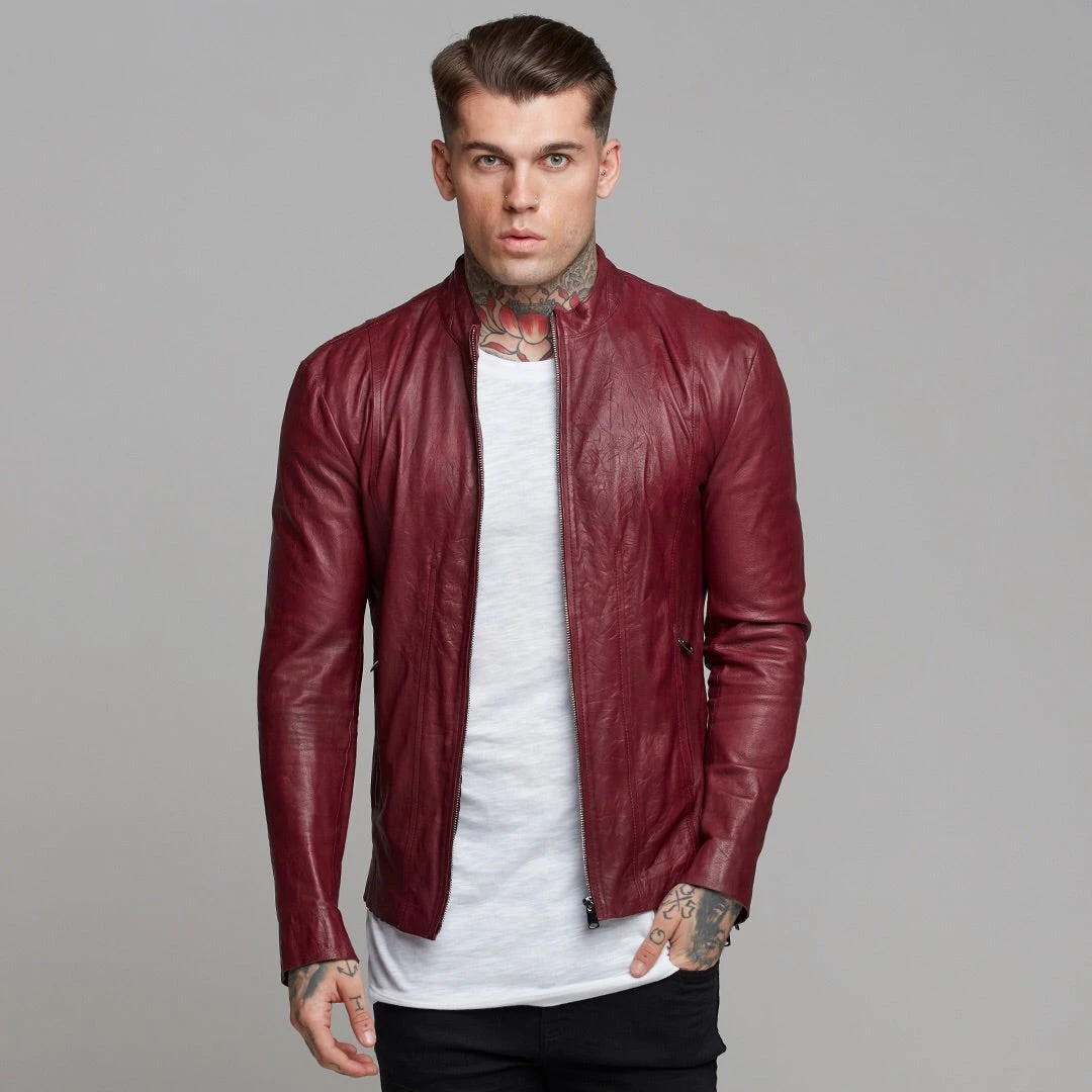 Father Sons Oxblood Lambs Leather Jacket - FSH257 - Image 4