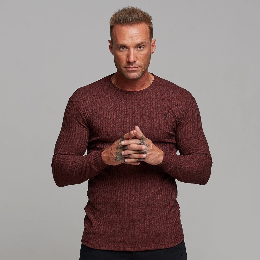 Father Sons Classic Burgundy Ribbed Knit Super Slim Crew - FSH113 - Image 10