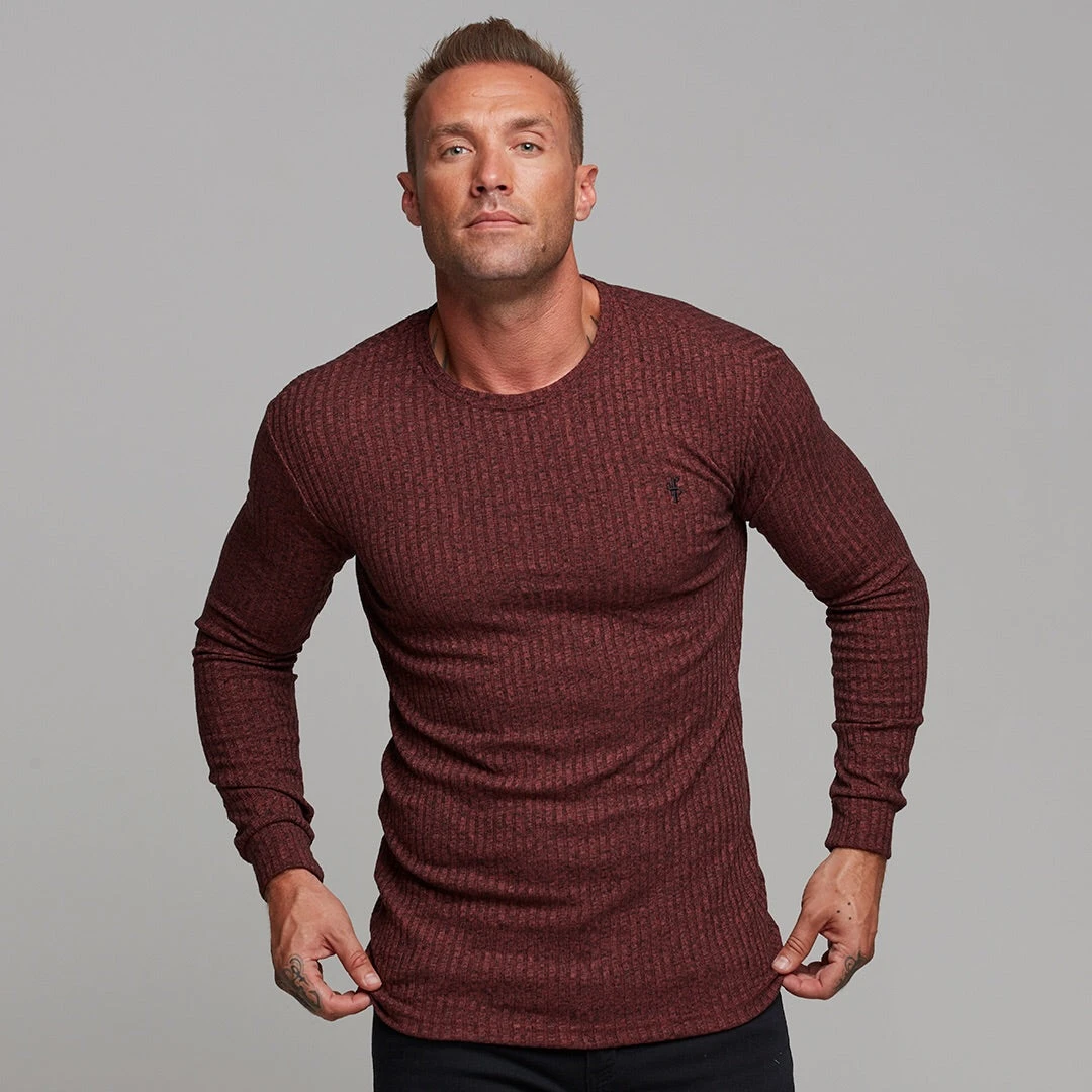 Father Sons Classic Burgundy Ribbed Knit Super Slim Crew - FSH113 - Image 11
