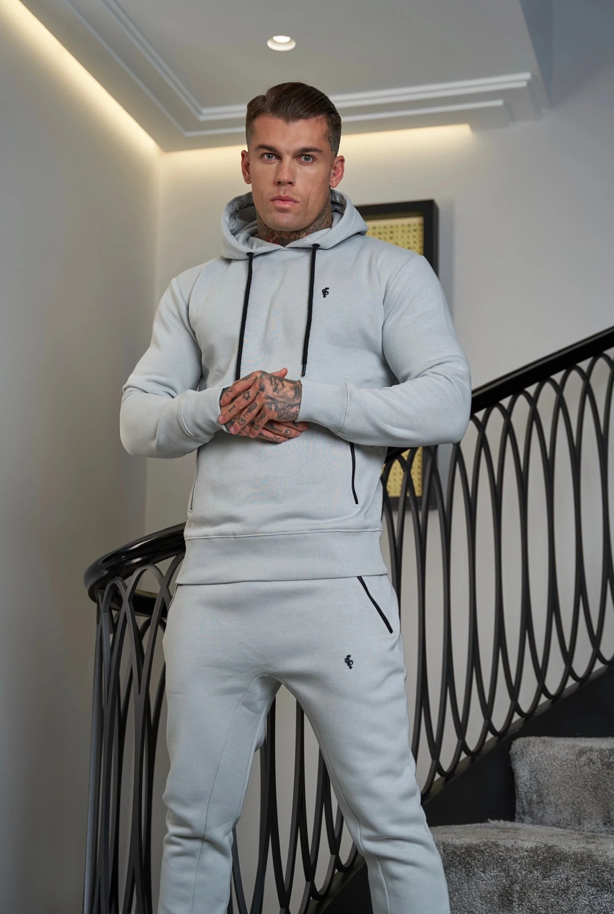 Father Sons Stone Grey / Black Raglan Bottoms With Zipped Pockets - FSH718 - Image 3