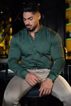 Father Sons Super Slim Stretch Khaki Denim Long Sleeve With Metal Decal Emblem - FS632