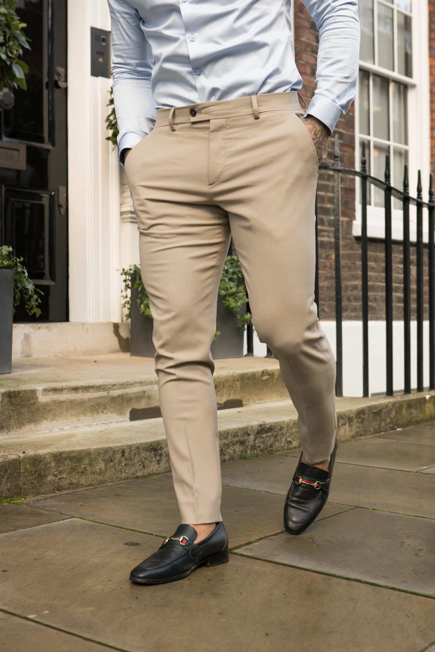 Father Sons Slim Formal Beige Stretch Trousers - FST003 - Image 9