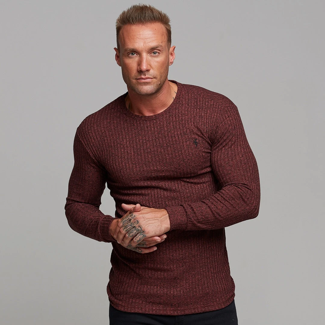 Father Sons Classic Burgundy Ribbed Knit Super Slim Crew - FSH113 - Image 9