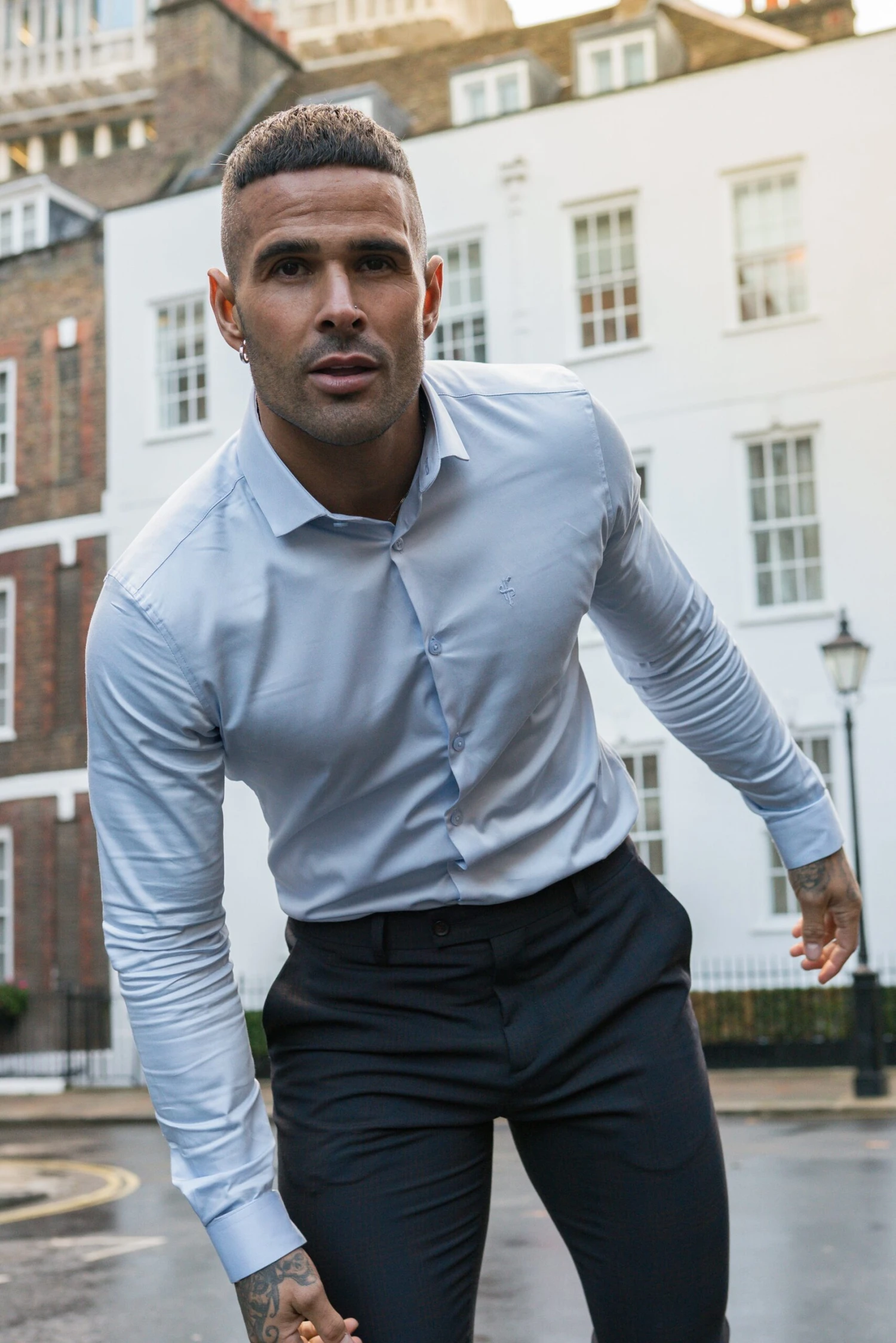 Father Sons Slim Formal Navy / Tan Stretch Trousers - FST004 - Image 10