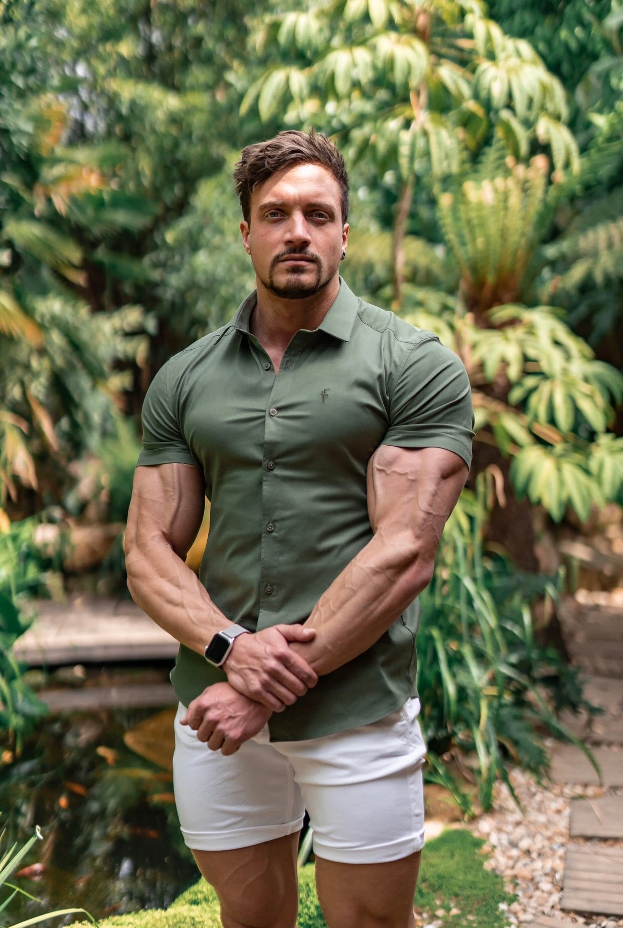 Father Sons Super Slim Luxe Ultra Stretch Classic Khaki Short Sleeve - FS338 - Image 5