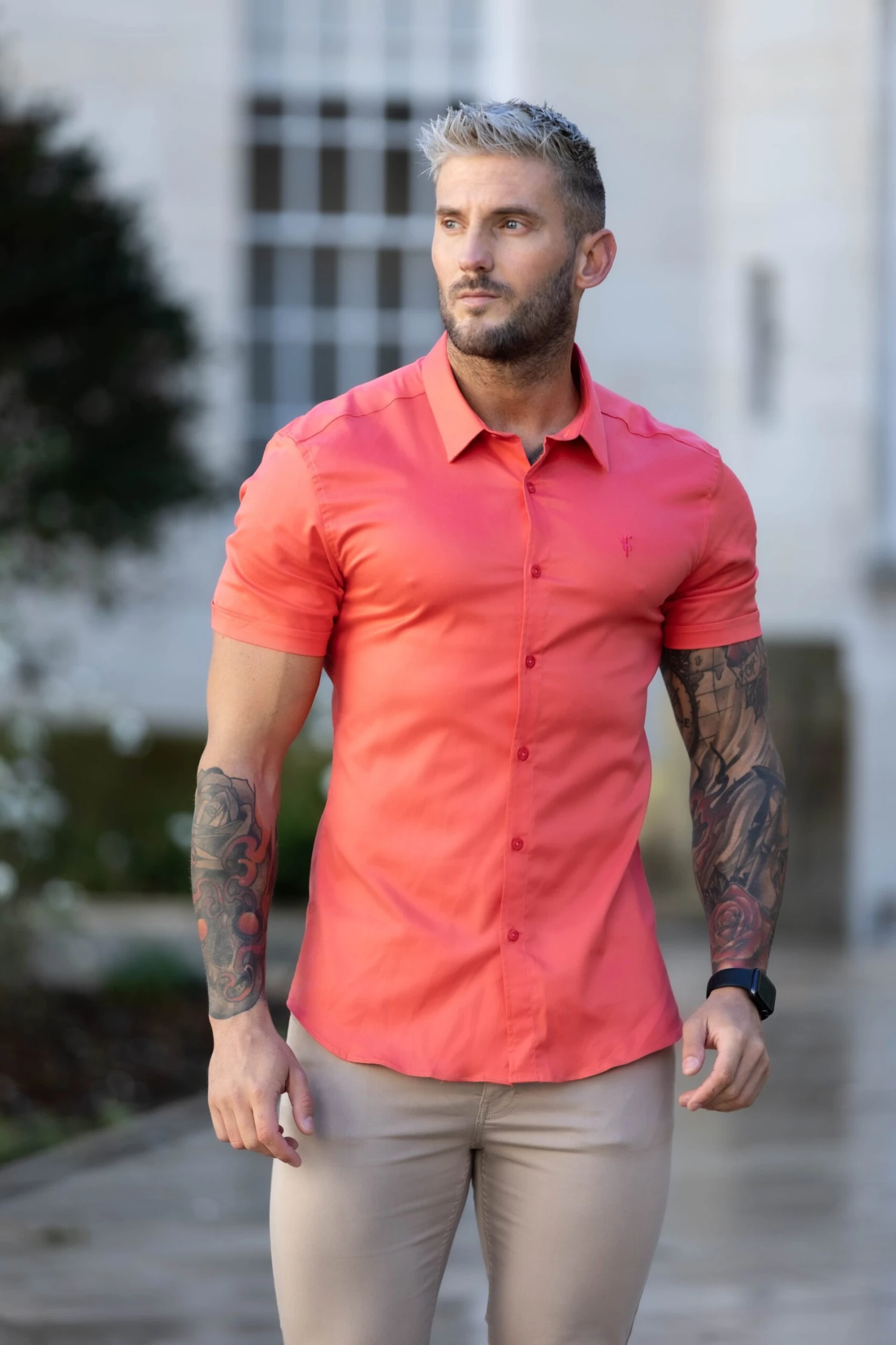 Father Sons Super Slim Luxe Ultra Stretch Classic Coral Short Sleeve - FS671 - Image 2