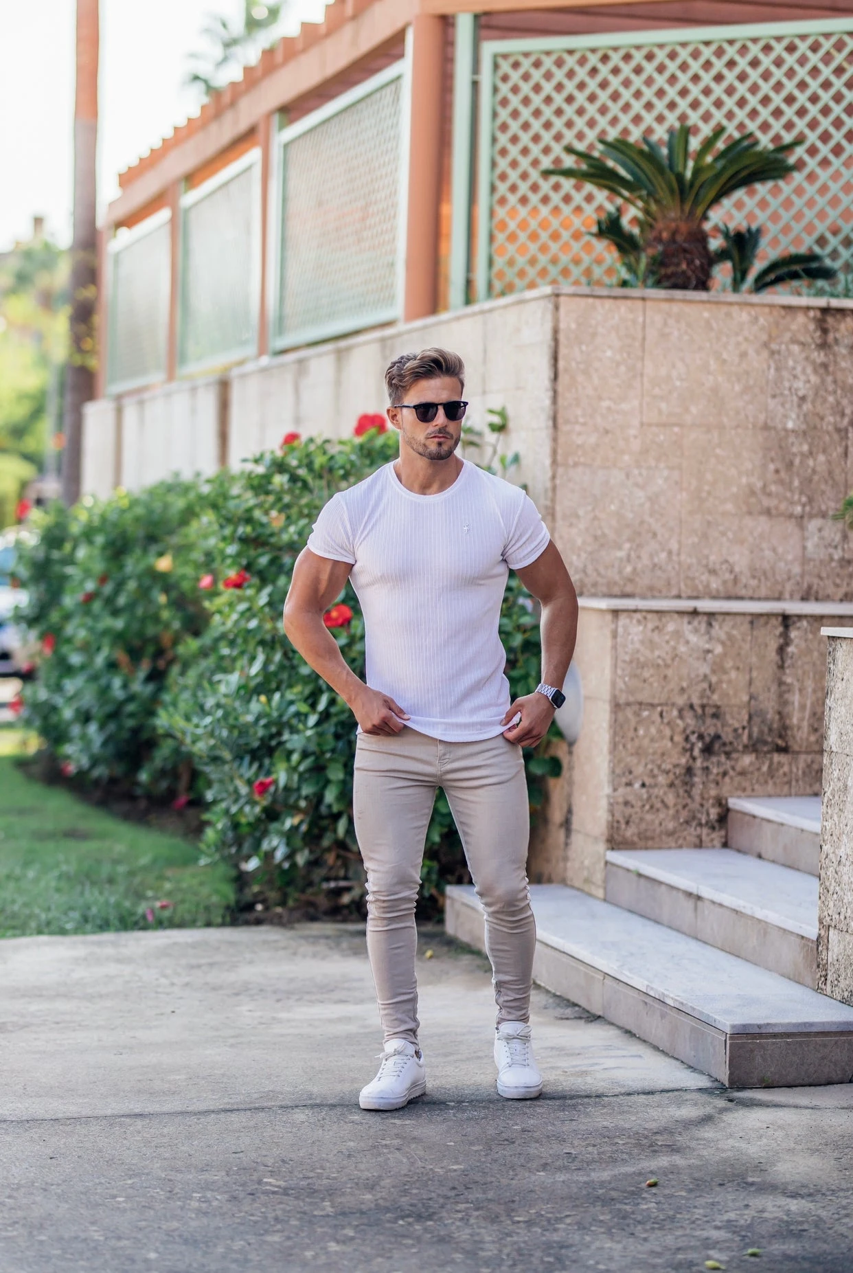 Father Sons Classic White Rib Crew T Shirt With Silver Decal - FSH636 - Image 9