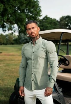 Father Sons Super Slim Stretch Classic Khaki Long Sleeve With Button Down Collar - FS819