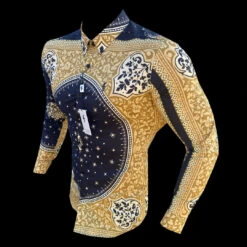 Father Sons Super Slim Stretch Scarf Print Long Sleeve With Button Down Collar - FS861