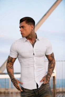 Father Sons Super Slim Luxe Ultra Stretch Classic White Short Sleeve - FS332