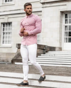 Father Sons Super Slim Stretch Narrow Red & White Stripe (Blue Emblem) - FS682