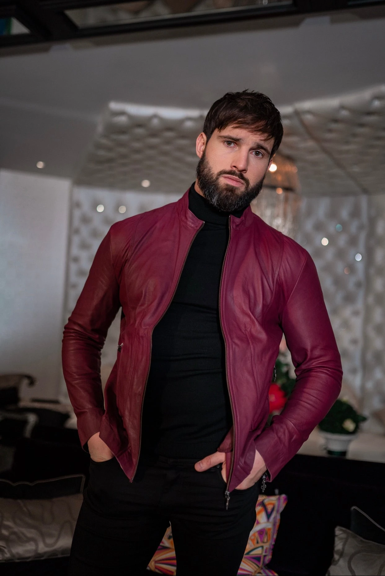 Father Sons Oxblood Lambs Leather Jacket - FSH257 - Image 3